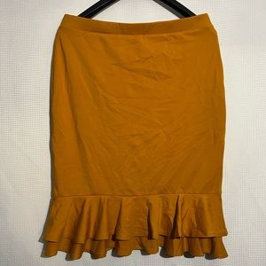 Yellow Ruffle Bottom Knee Length Skirt